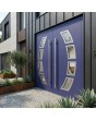 Blue double external front door with glass