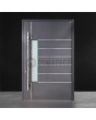 Dark anthracite luxury modern aluminum front door with glass