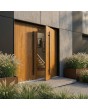Golden oak double simple aluminium door