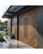 Double aluminium front door covered with rust sintered quartz