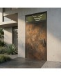 Aluminium hinged LIM door with top glass panel