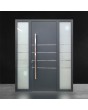 Anthracite strong aluminum entry door with stripes
