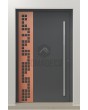 PIVOT C27 - aluminum pivot door covered copper sheet with cut-out squares