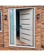 Aluminum Hinged LIM front door with left sidelight (view from the outside) 