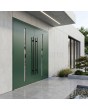 Aluminium double hinged front door with vertical glass