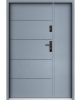 Sta Henson Uno - contemporary steel front door with ribs and side panel