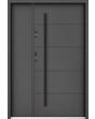 Sta Henson Uno - contemporary steel front door with ribs and side panel