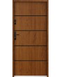 Sta Hunt noir - minimalist steel front door for modern home with black stripes