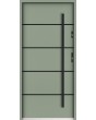 Sta Hunt noir - minimalist steel front door for modern home with black stripes