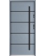 Sta Hunt noir - minimalist steel front door for modern home with black stripes