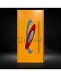 Yellow aluminum pivot door door with colourful ovals