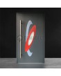 Anthracite aluminum pivot door door with colourful ovals