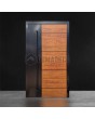 Anthracite aluminum front door with wooden decor
