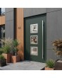 Green aluminum front door with three window