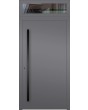Aluminum hinged LIM door with top glass panel