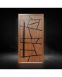 Golden oak modern aluminum front door with stripes