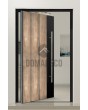 Aluminum pivot entry door with nickel gold texture of milled metal