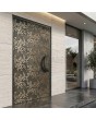 Aluminum door with with brass texture of milled metal