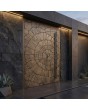 Aluminium pivot door with brown texture of milled metal