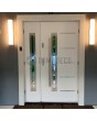 White stainless steel front door with one side panel