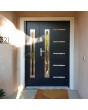 Dark anthracite stainless steel front door with one side panel