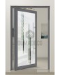 PIVOT Glass S10 - aluminium frosted pivot door with with transparent decor