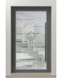 PIVOT Glass S20 - aluminum frosted pivot door with with transparent motif