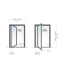 Aluminum Pivot door with left sidelight, glass panel (view from the outside)