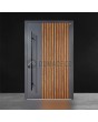 Anthracite aluminium pivot door with vertical slats 
