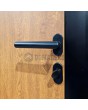 PIVOT RAIL6 - aluminum pivot door with black vertical slats made of aluminum profiles