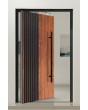 PIVOT RAIL6 - aluminum pivot door with black vertical slats made of aluminum profiles