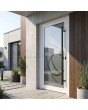 White aluminium frosted front door with transparent decor