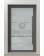 PIVOT Glass S2 - aluminium frosted pivot door with two transparent stripe