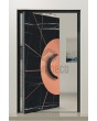 PIVOT Sahara - aluminum pivot door covered with Sahara Noir sintered quartz and copper sheet