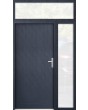 custom configuration - STA steel front door with right and top glass panel  (view from the outside)