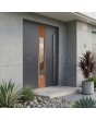 Anthracite aluminum front door with wooden decor