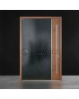 Aluminium pivot front door with wooden decor