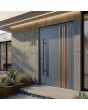 Anthracite aluminum entrance door with wooden decor