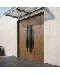 double aluminum front door with walnut wooden texture and black decor