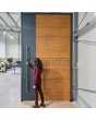 Anthracite aluminum front door with wooden decor