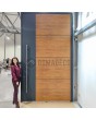 aluminum pivot front door with golden oak wooden decor
