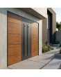 Anthracite double aluminium front door with wooden decor
