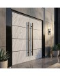 Aluminum double front door covered with white rock stone texture