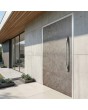 Aluminium pivot door covered with sintered quartz