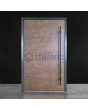 Anthracite aluminum entry door covered with corten sintered quartz