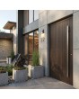 Walnut aluminium front entry door with vertical milling