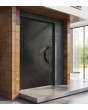 black aluminium pivot entry door with milled pattern