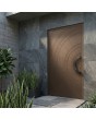 Brown aluminium hinged front door with milled pattern