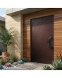 Purple aluminium hinged front door with milled pattern