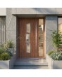 Golden oak modern aluminium front door